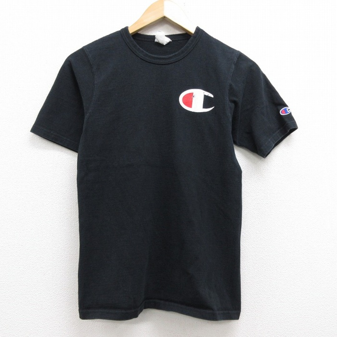 Champion(チャンピオン)の古着 レディース 半袖 Tシャツ チャンピオン champion ワンポイントロゴ クルーネック 黒 ブラック 21apr23 中古 レディースのワンピース(ミニワンピース)の商品写真