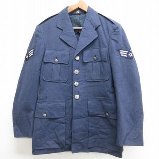 S★古着 長袖 ビンテージ ミリタリー ジャケット 将校服 ユニフォーム 50年代 50s ウール USA製 紺 ネイビー 21oct25 中古 メンズ アウター フライト(ダッフルコート)