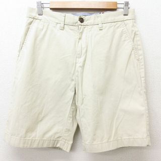 トミーヒルフィガー(TOMMY HILFIGER)のW30★古着 トミーヒルフィガー TOMMY HILFIGER ショート ブランド チノ パンツ チノパン ショーツ メンズ コットン ベージュ カーキ 21jul19 中古 ボトムス 短パン ショーパン(ワークパンツ/カーゴパンツ)