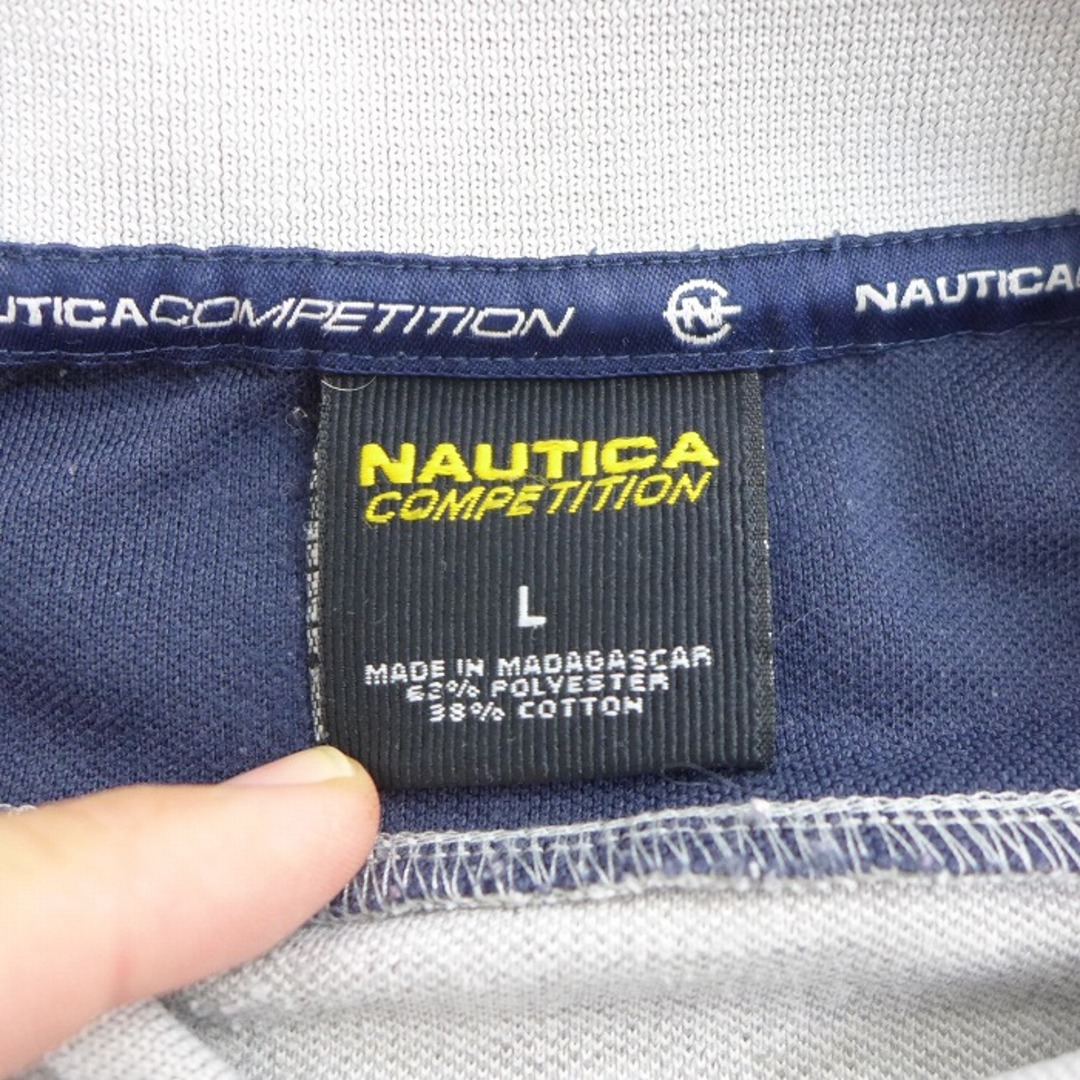 NAUTICA(ノーティカ)のXL★古着 ノーティカ NAUTICA 半袖 ブランド ポロ シャツ メンズ ワンポイントロゴ ラグラン 大きいサイズ グレー 霜降り 21jun08 中古 トップス メンズのトップス(ポロシャツ)の商品写真