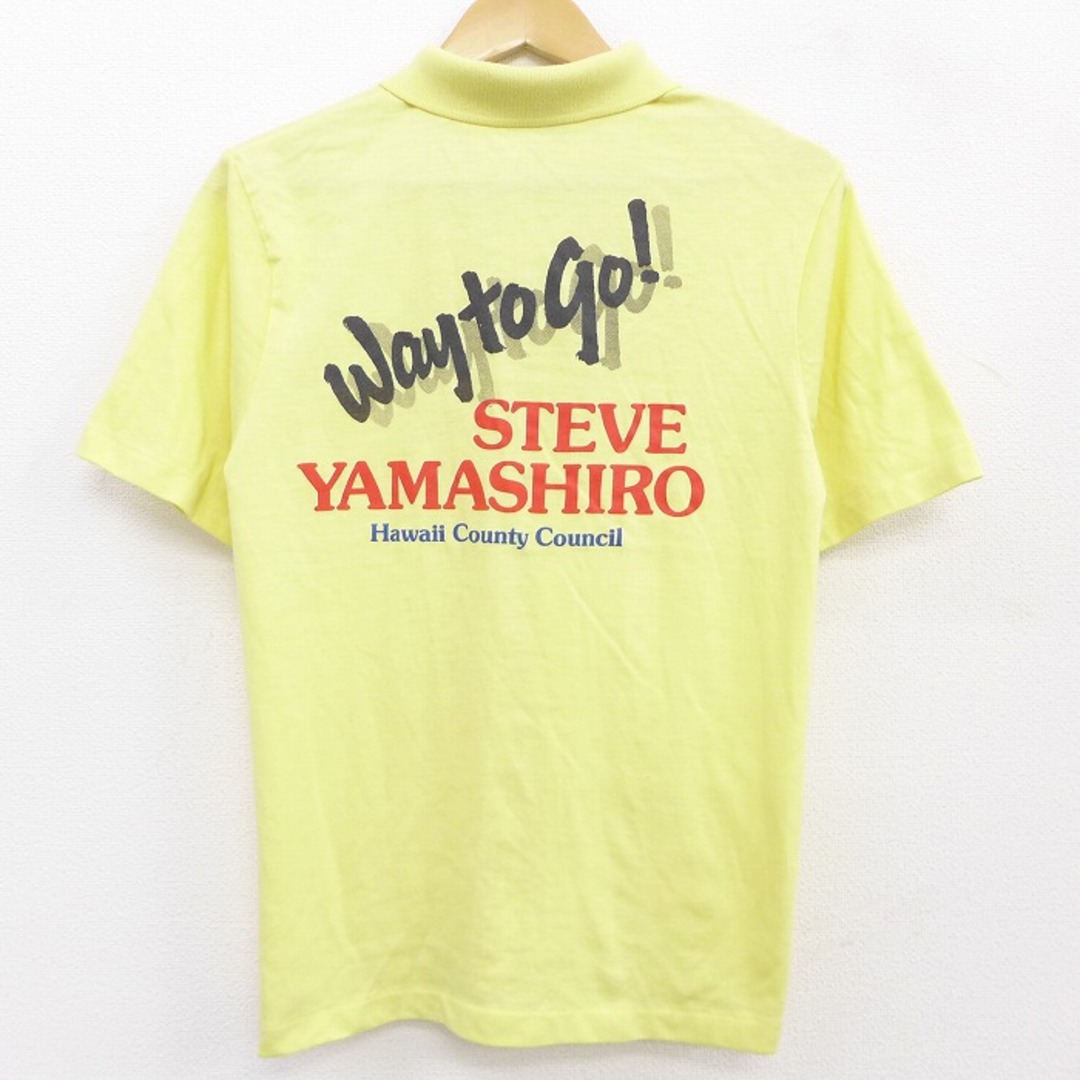 Hanes(ヘインズ)のM★古着 半袖 ポロ シャツ 80年代 80s ヘインズ Hanes STEVE YAMASHIRO USA製 黄 イエロー 霜降り 21may14 中古 メンズ トップス メンズのトップス(ポロシャツ)の商品写真