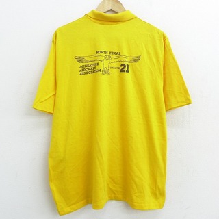 XL★古着 半袖 ポロ シャツ メンズ 90年代 90s 鳥 テキサス 21 USA製 黄 イエロー 21jun08 中古 トップス(ポロシャツ)