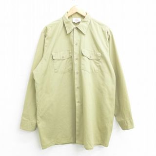 ディッキーズ(Dickies)のXL★古着 ディッキーズ Dickies 長袖 ワーク シャツ メンズ 90年代 90s 大きいサイズ ロング丈 ベージュ カーキ 21oct21 中古 トップス(シャツ)