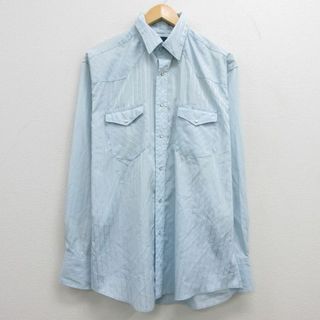 ラングラー(Wrangler)のXL★古着 ラングラー Wrangler 長袖 ウエスタン シャツ メンズ 水色 ストライプ 21nov12 中古 トップス(シャツ)