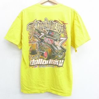 L★古着 半袖 ビンテージ Tシャツ 00年代 00s レーシングカー コットン クルーネック 黄 イエロー 21mar19 中古 メンズ(Tシャツ/カットソー(半袖/袖なし))