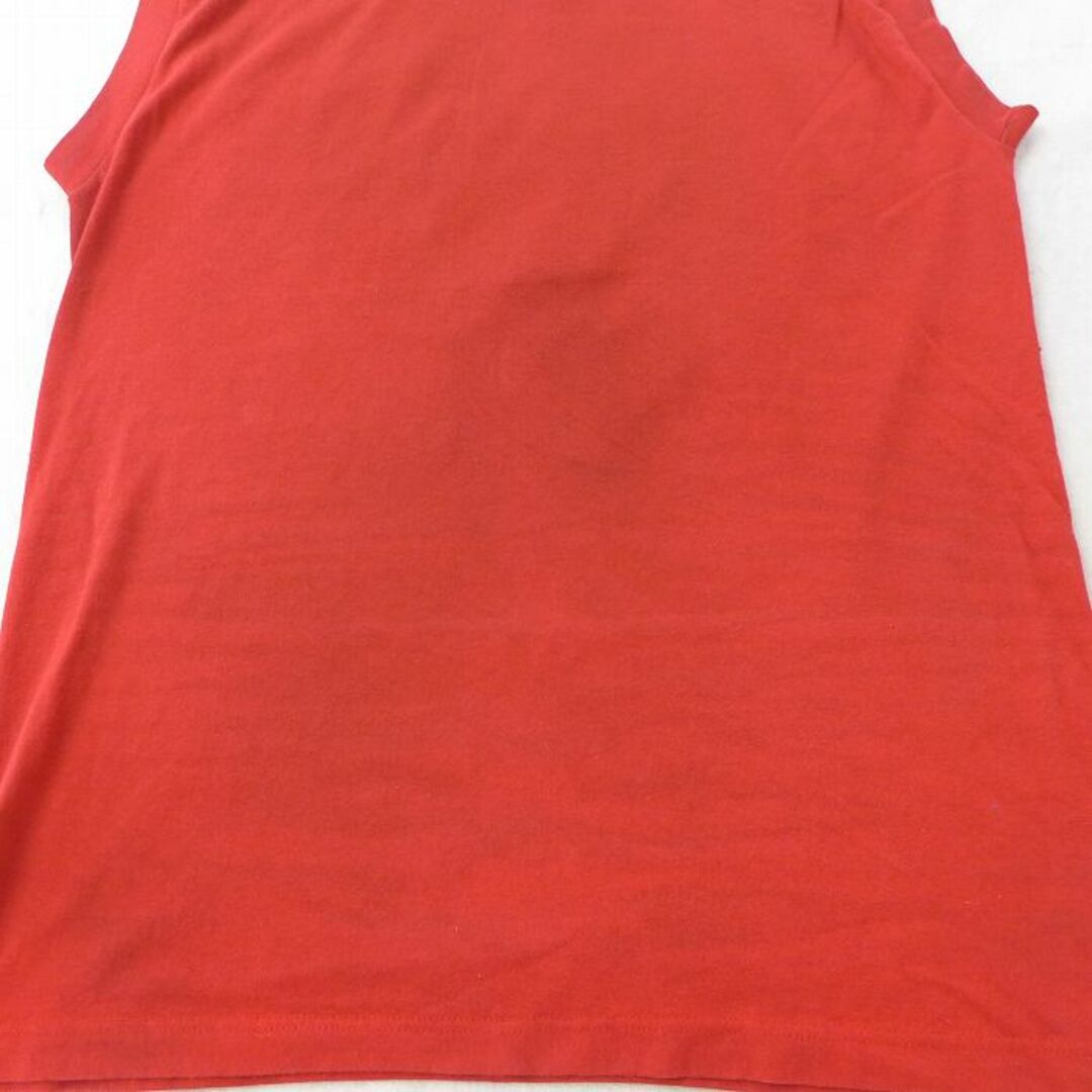 M★古着 ビンテージ ノースリーブ Tシャツ メンズ 80年代 80s ロングホーン ラメ 胸ポケット付き クルーネック USA製 赤 レッド 21jul09 中古 メンズのトップス(タンクトップ)の商品写真