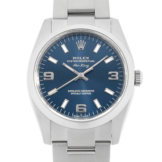 ロレックス(ROLEX)のロレックス エアキング 114200 ブルー 369ホワイトバー ランダム番 メンズ 中古 腕時計(腕時計(アナログ))