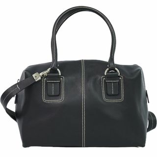 トッズ(TOD'S)の本物 トッズ TOD'S 2WAY ショルダーバッグ ハンドバッグ ミニ ボストンバッグ レザー ブラック バッグ 中古(ショルダーバッグ)