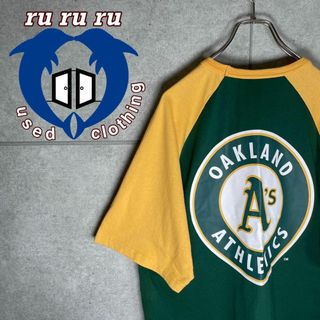 ヴィンテージ(VINTAGE)の[古着]MLB　半袖　Tシャツ　オークランドアスレチックス　ラグラン　チームロゴ(Tシャツ/カットソー(半袖/袖なし))