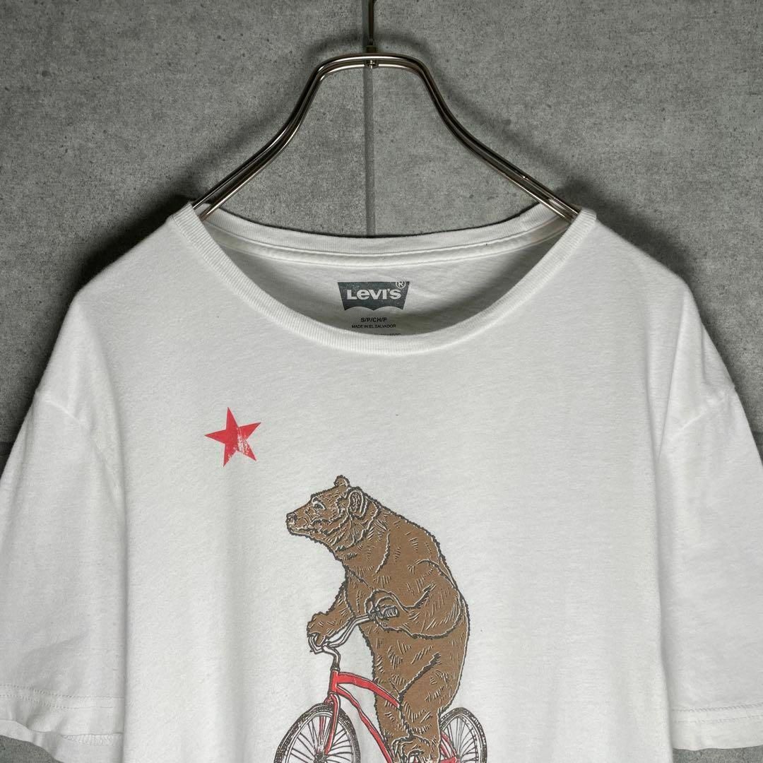 Levi's(リーバイス)の[古着]リーバイス　半袖　Tシャツ　ベアー　アニマル　自転車　プリント　白 メンズのトップス(Tシャツ/カットソー(半袖/袖なし))の商品写真