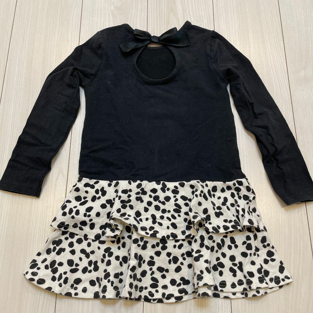 GYMBOREE(ジンボリー)の【110サイズ】ジンボリー黒×白長袖ドレスワンピース キッズ/ベビー/マタニティのキッズ服女の子用(90cm~)(ワンピース)の商品写真