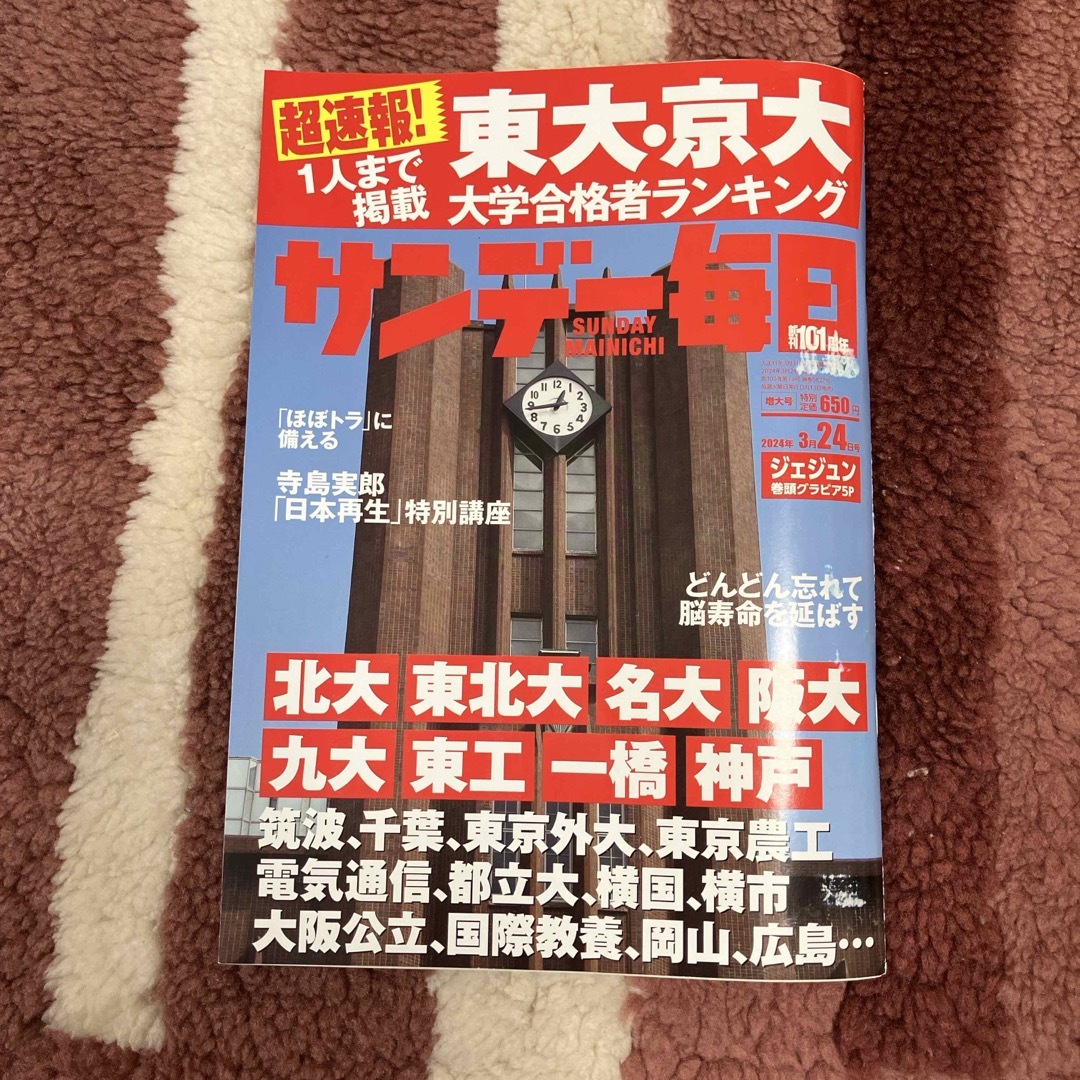 サンデー毎日 2024年 3/24号 [雑誌] エンタメ/ホビーの雑誌(ニュース/総合)の商品写真