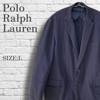 ポロラルフローレン(POLO RALPH LAUREN)の【古着】 ラルフローレン テーラード ジャケット シングル 無地 ネイビー L(テーラードジャケット)