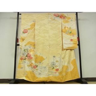 平和屋-こころ店■豪華振袖　駒刺繍　草花文　暈し染め　金銀糸　着丈158cm　裄丈64cm　正絹　逸品　B-zg9159(振袖)