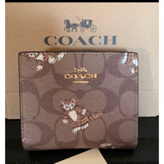 コーチ(COACH)の売り切り。コーチ　ダンシング　キトゥン　シグネチャー　二つ折り財布(財布)