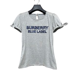 バーバリーブルーレーベル(BURBERRY BLUE LABEL)の匿名発送　美品　バーバリーブルーレーベル　デザインカットソー　サイズ38 グレー(カットソー(半袖/袖なし))