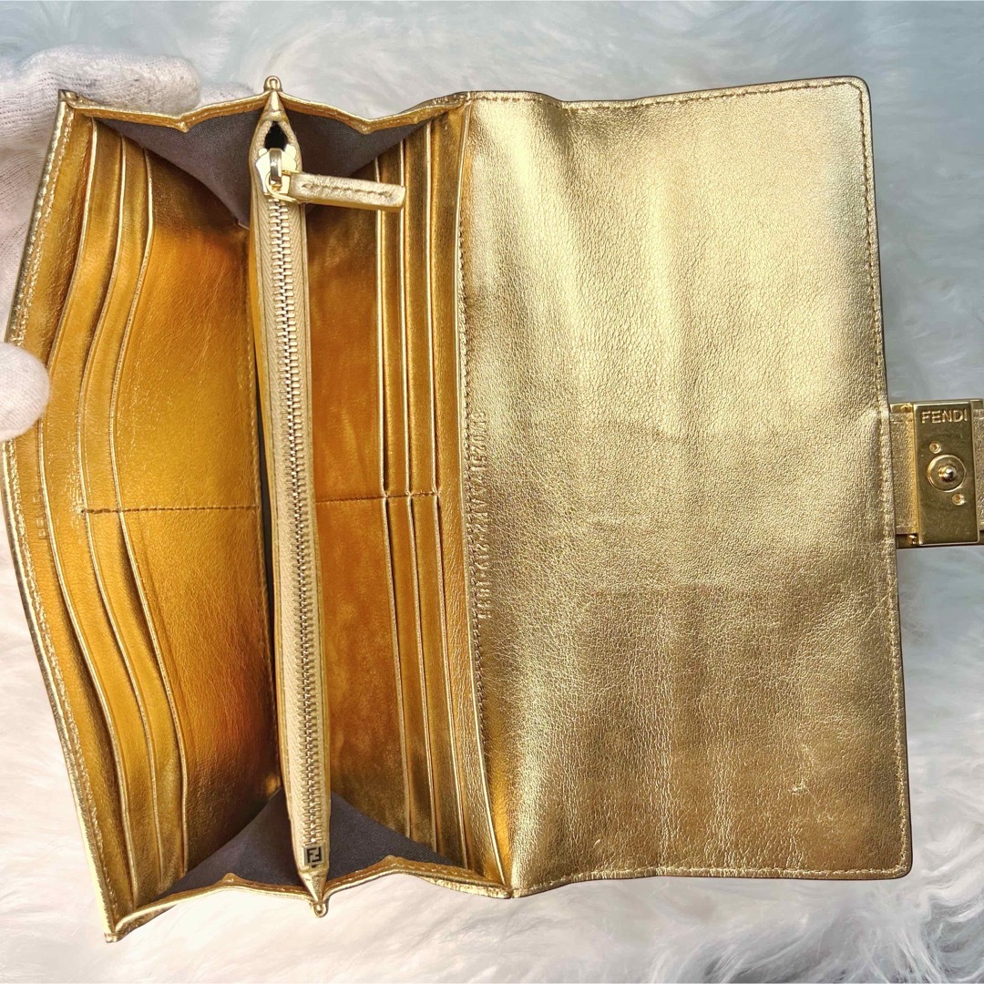 FENDI(フェンディ)の極美品 フェンディ コンチネンタル 長財布 ゴールド ナッパレザー フラップ レディースのファッション小物(財布)の商品写真