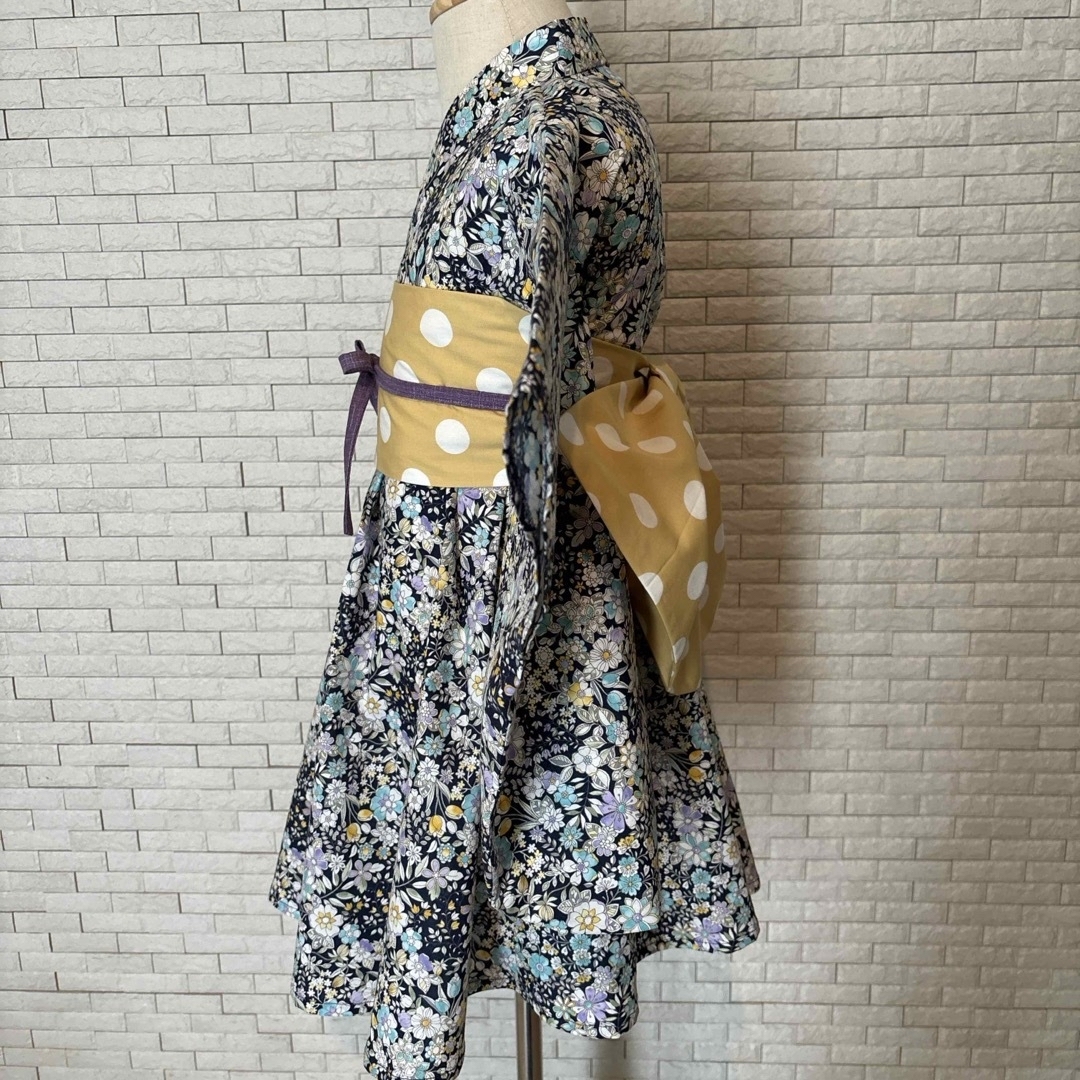 ハンドメイド　ふれあ浴衣　120  #13 キッズ/ベビー/マタニティのキッズ服女の子用(90cm~)(甚平/浴衣)の商品写真