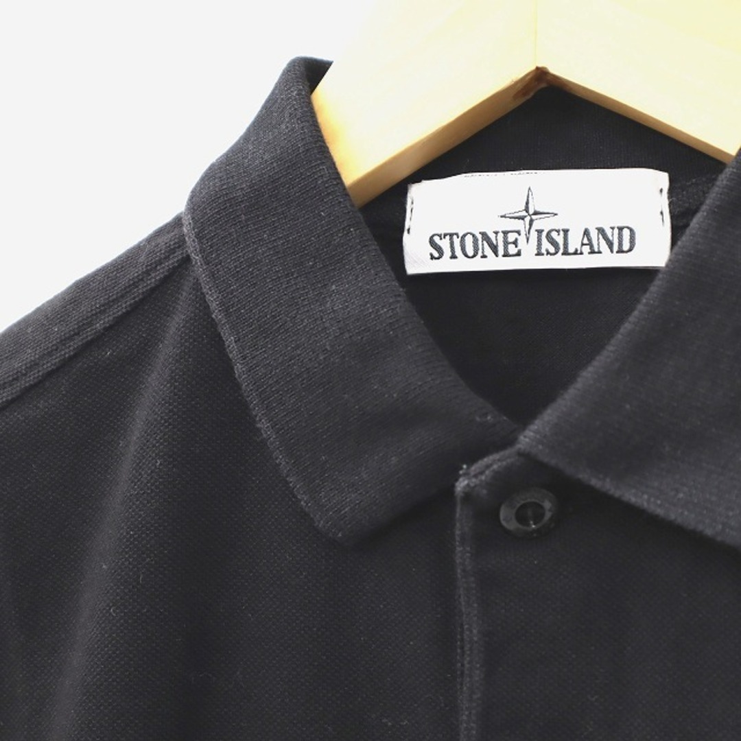 STONE ISLAND(ストーンアイランド)のストーンアイランド ロゴ刺繍 半袖 鹿の子 コットン ポロシャツ S ブラック メンズのトップス(ポロシャツ)の商品写真