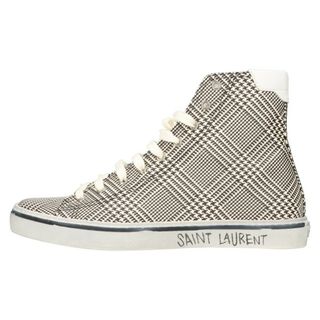 Saint Laurent - SAINT LAURENT PARIS サンローランパリ キャンバスレースアップハイカットスニーカー 千鳥格子 ホワイト調 711277