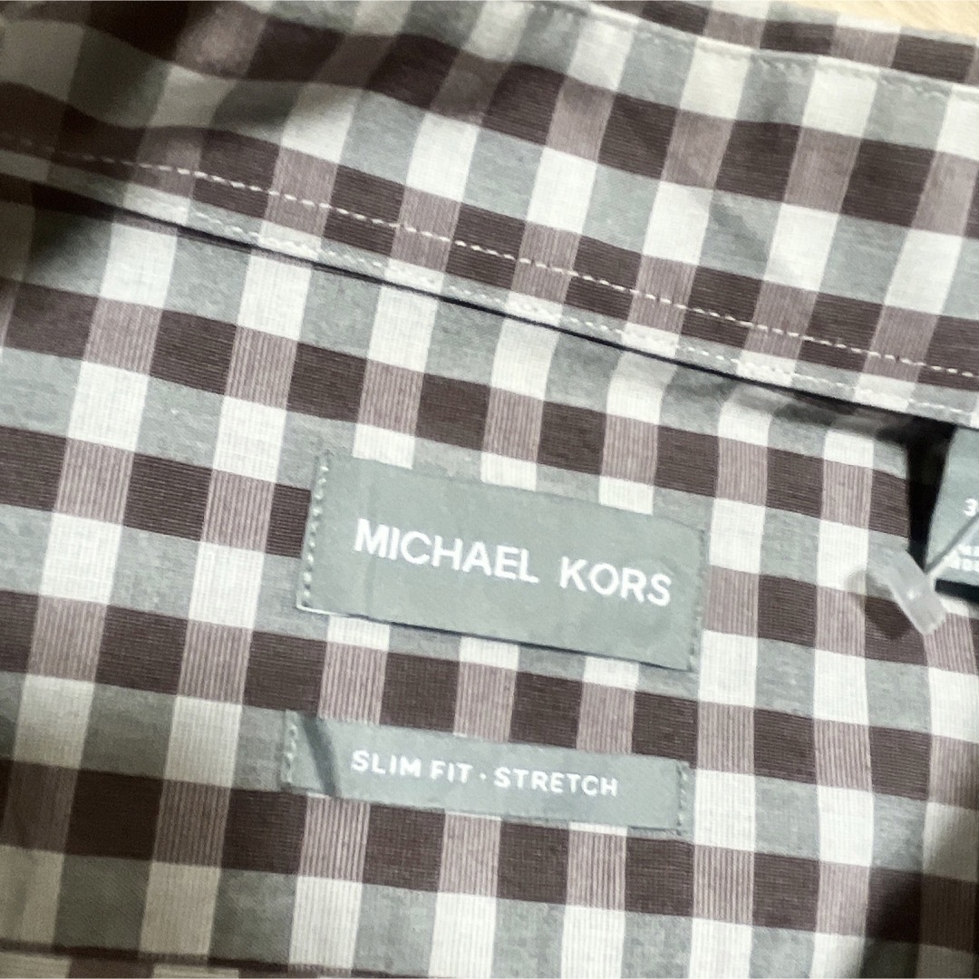 Michael Kors(マイケルコース)のMICHAEL KORS　ドレスシャツ　XL　チェック柄　グレー　USA古着 メンズのトップス(シャツ)の商品写真