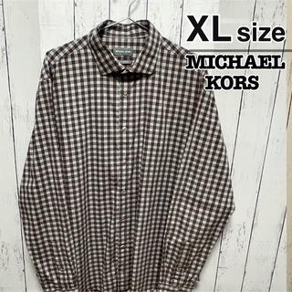 マイケルコース(Michael Kors)のMICHAEL KORS　ドレスシャツ　XL　チェック柄　グレー　USA古着(シャツ)