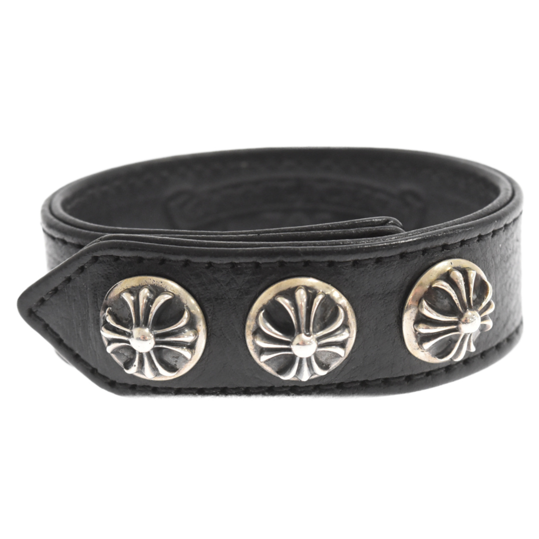 Chrome Hearts(クロムハーツ)のCHROME HEARTS クロムハーツ 3BTN 2SNP クロスボール3ボタン2スナップ レザーブレスレット ブラック メンズのアクセサリー(ブレスレット)の商品写真