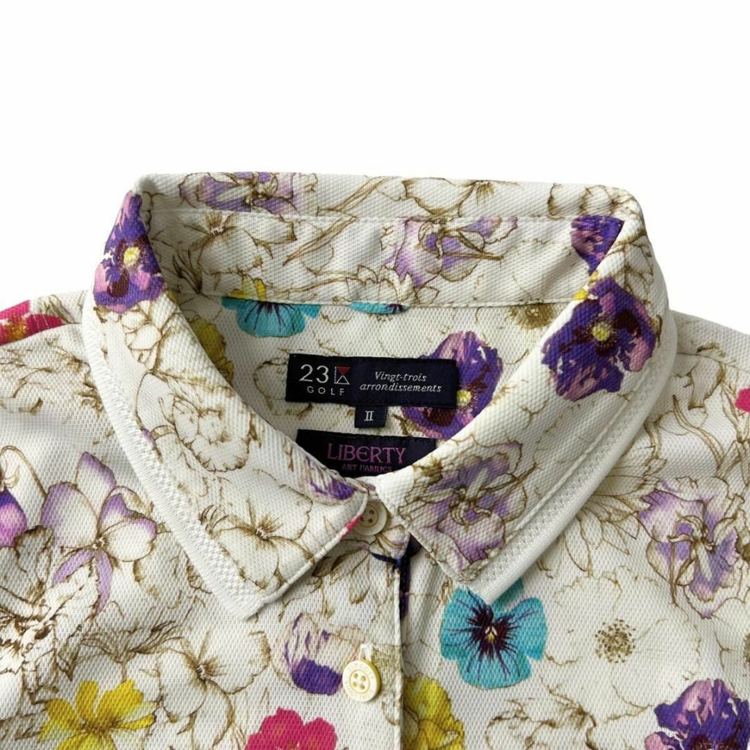 23区(ニジュウサンク)の限定 23区GOLF × LIBERTY 半袖 ポロシャツ 2 (L) 花柄 スポーツ/アウトドアのゴルフ(ウエア)の商品写真