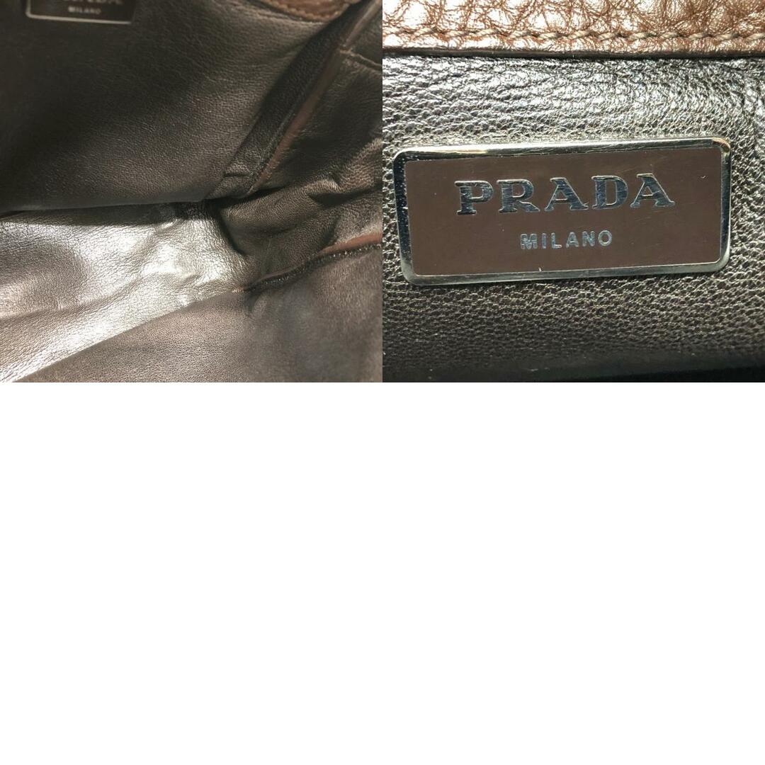 PRADA(プラダ)のプラダ PRADA バイカラー トライアングルロゴ ショルダーバッグ レザー ブラウン レディースのバッグ(ショルダーバッグ)の商品写真