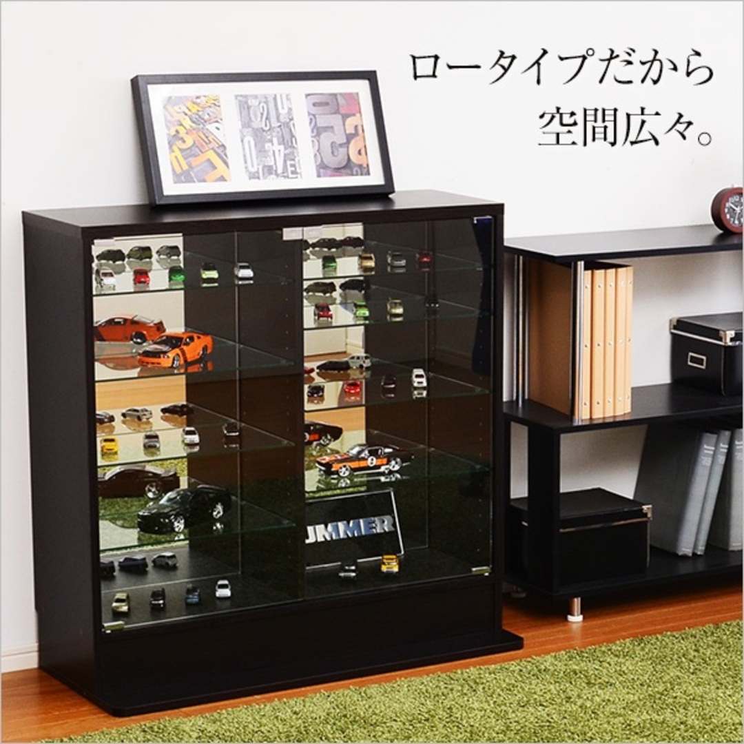 【送料無料】コレクションラック【-Luke-ルーク】深型ロータイプ 強化ガラス インテリア/住まい/日用品の収納家具(リビング収納)の商品写真