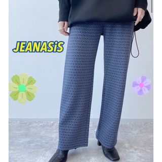 ジーナシス(JEANASIS)のジーナシス　レディース　パンツ　ボトムス　ゴム　柄ボトム　ブルー　春物(カジュアルパンツ)