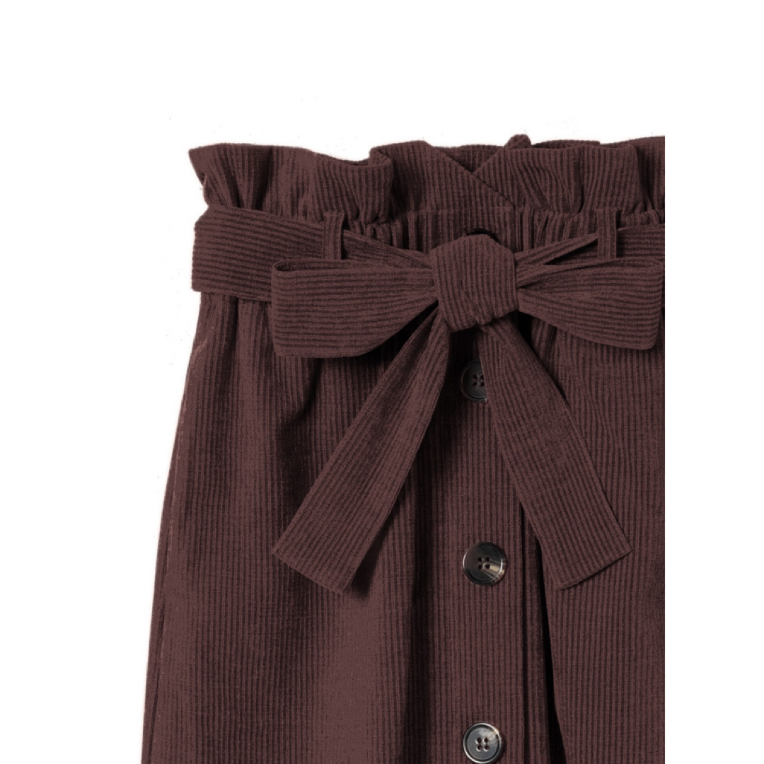 GRL(グレイル)のベルト付コーデュロイボタンスカート ダークピンク レディースのスカート(ロングスカート)の商品写真
