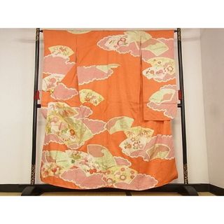 平和屋-こころ店■豪華振袖　駒刺繍　地紙花文　銀彩　着丈157cm　裄丈64cm　正絹　逸品　A-ck8323(振袖)