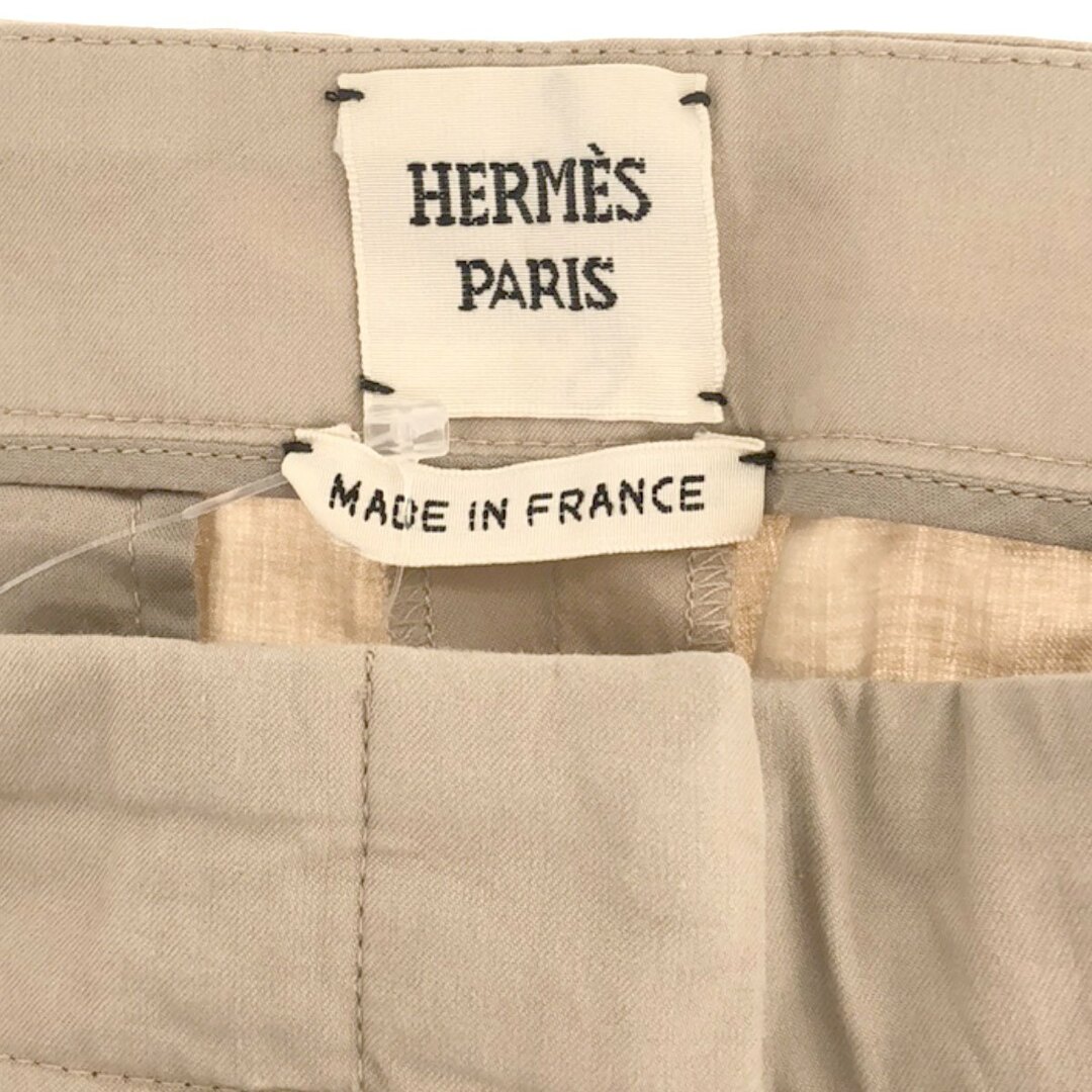 Hermes(エルメス)のHERMES エルメス レザーベルトコットンスラックスパンツ ベージュ 36 レディースのパンツ(その他)の商品写真