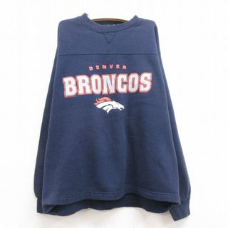 リー(Lee)の古着 リー Lee 長袖 スウェット キッズ ボーイズ 子供服 00年代 00s NFL デンバーブロンコス コットン 紺 ネイビー アメフト スーパーボウル 23jan10(シャツ/カットソー)