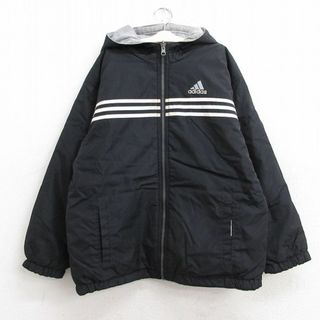 アディダス(adidas)の古着 アディダス adidas 長袖 ナイロン ジャケット パーカー キッズ ボーイズ 子供服 90年代 90s ワンポイントロゴ リバーシブル 黒他 ブラック 23jan10(シャツ/カットソー)