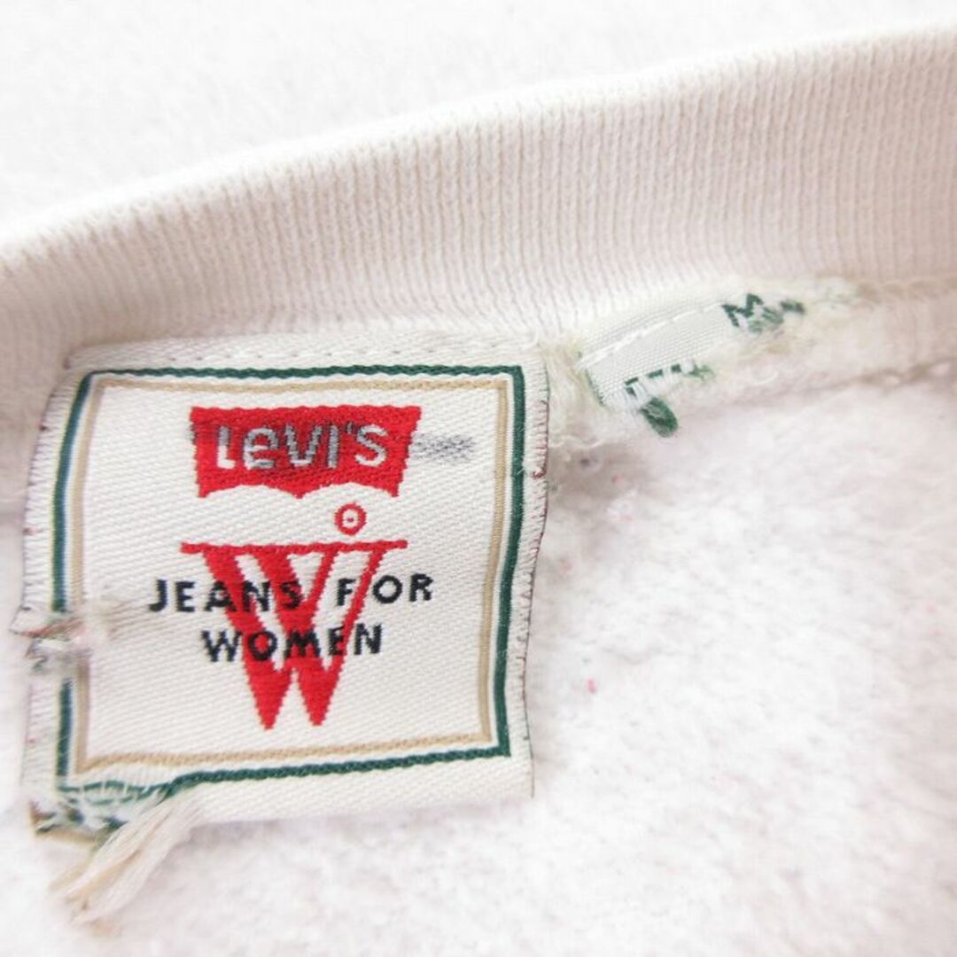 Levi's(リーバイス)の古着 リーバイス Levis 長袖 スウェット レディース 90年代 90s ビッグロゴ 刺繍 大きいサイズ クルーネック 白 ホワイト 23jan06 中古 スエット トレーナー トップス レディースのトップス(パーカー)の商品写真