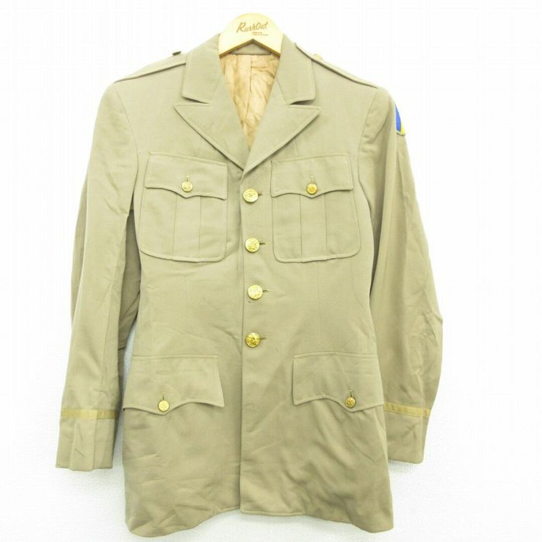 XS★古着 長袖 ビンテージ ミリタリー ジャケット 将校服 メンズ 60年代 60s ベージュ カーキ 23jan13 中古 アウター フライト メンズのジャケット/アウター(ダッフルコート)の商品写真