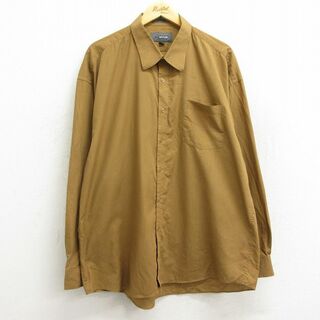 XL★古着 長袖 シャツ メンズ 大きいサイズ ロング丈 茶 ブラウン 23jan18 中古 トップス(シャツ)