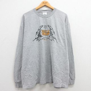 リーボック(Reebok)のXL★古着 リーボック REEBOK 長袖 ビンテージ Tシャツ メンズ 00年代 00s アメフト 大きいサイズ クルーネック グレー 霜降り 23jan25 中古(Tシャツ/カットソー(半袖/袖なし))