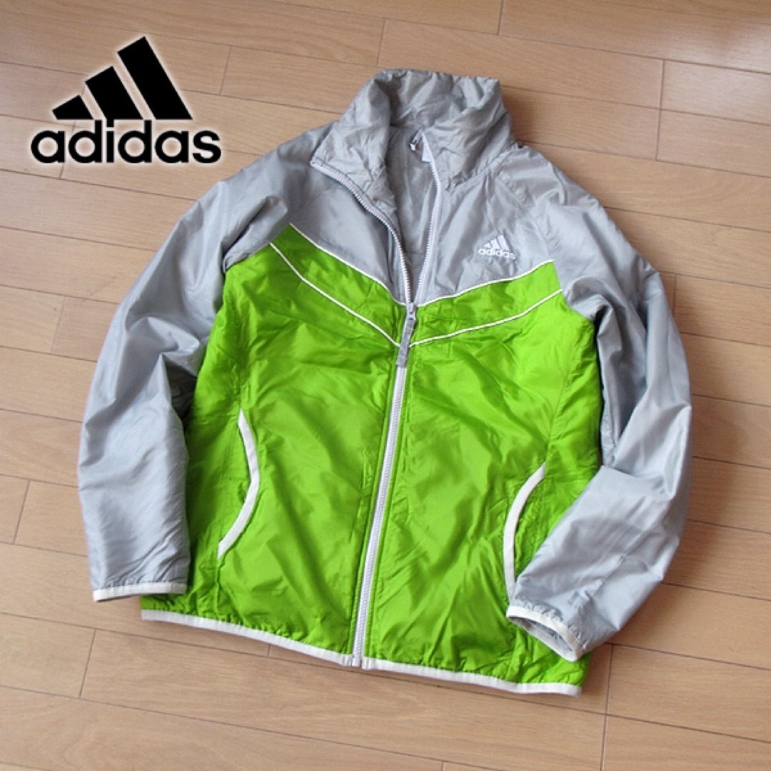 adidas(アディダス)の美品 M アディダス レディース 中綿ジャケット 黄緑×グレー レディースのジャケット/アウター(ブルゾン)の商品写真