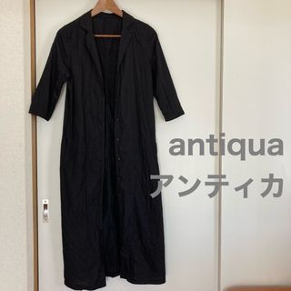 アンティカ(antiqua)のantiqua アンティカ シワ加工 ロングシャツ ワンピース ブラック(ロングワンピース/マキシワンピース)