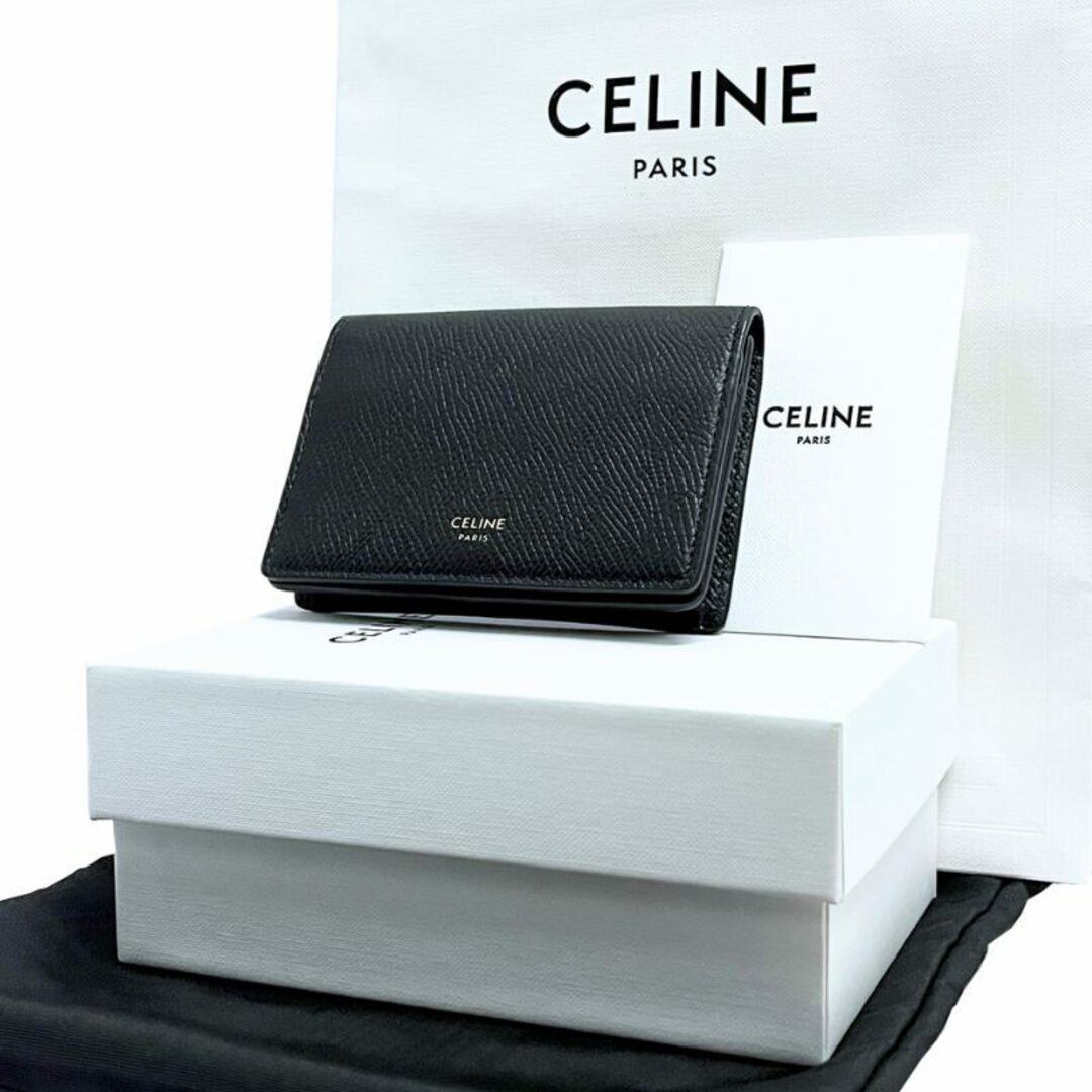 celine(セリーヌ)のCELINE ビジネスカードホルダー グレインドカーフスキン ブラック 10J813BEL.38NO カードケース 箱 保存袋 カード付属 【美品】 22403R29 レディースのファッション小物(名刺入れ/定期入れ)の商品写真