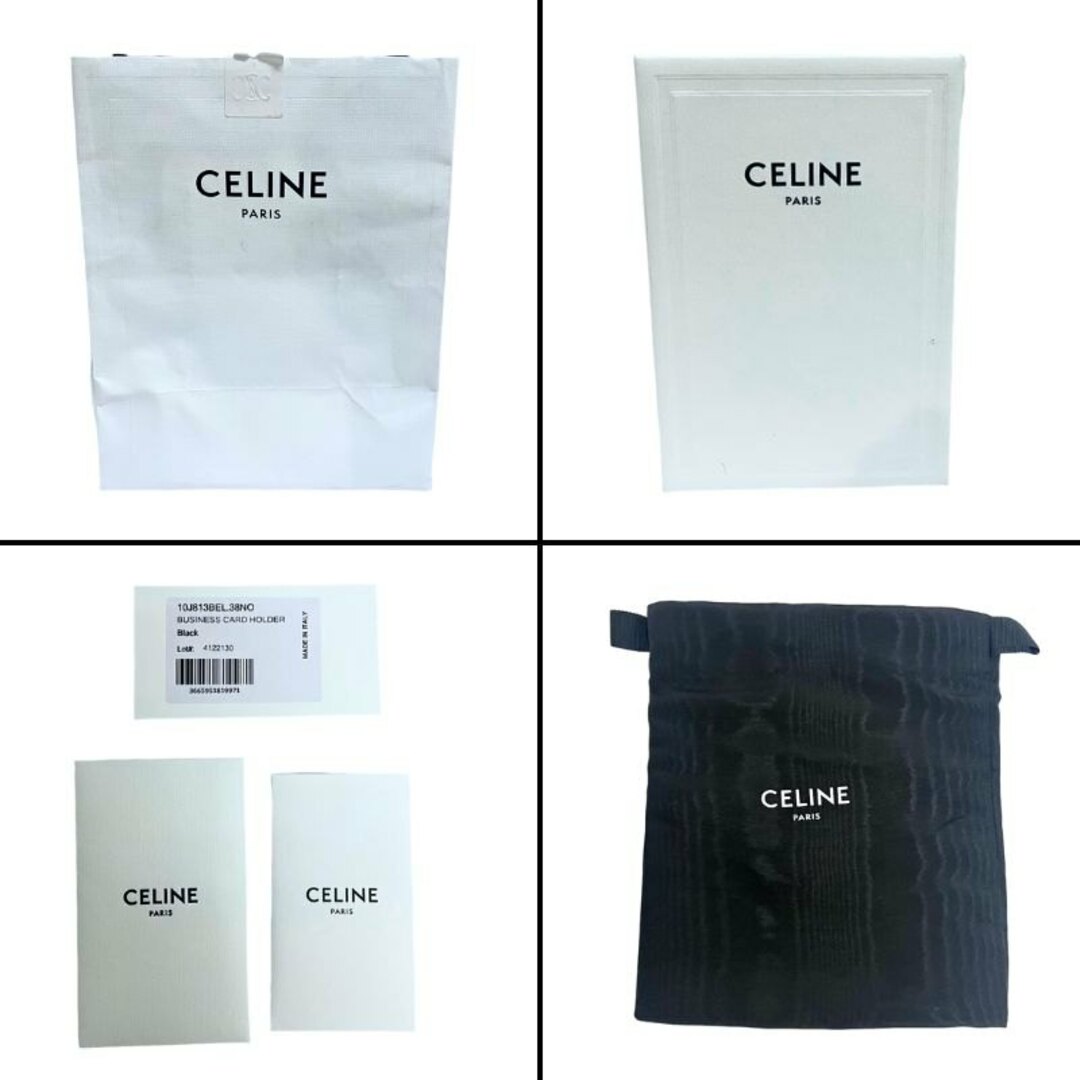 celine(セリーヌ)のCELINE ビジネスカードホルダー グレインドカーフスキン ブラック 10J813BEL.38NO カードケース 箱 保存袋 カード付属 【美品】 22403R29 レディースのファッション小物(名刺入れ/定期入れ)の商品写真