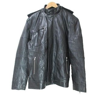 アザー(other)のLEATHER CULT ライダース レザー ジャケット XL 黒 ■GY31(レザージャケット)