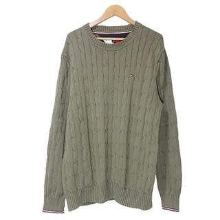 トミーヒルフィガー(TOMMY HILFIGER)のトミーヒルフィガー ケーブルニット セーター 長袖 ロゴ XL ■GY18(ニット/セーター)