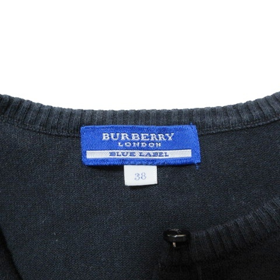 BURBERRY BLUE LABEL(バーバリーブルーレーベル)のバーバリーブルーレーベル カーディガン 7分袖 ワンポイント 刺繍 ネイビー レディースのトップス(カーディガン)の商品写真