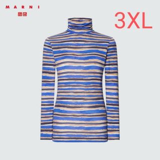 ユニクロ(UNIQLO)の【新品】UNIQLO MARNIヒートテックタートルネックT 3XL ブルー(アンダーシャツ/防寒インナー)