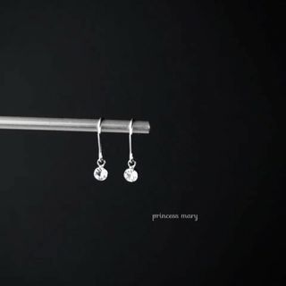 シルバー》1粒ストーン♡﻿シンプルフックピアス(ピアス)