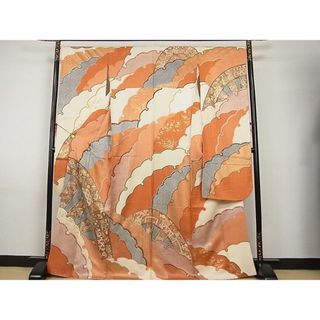 平和屋-こころ店■豪華振袖　雪輪源氏車花文　金彩　着丈167cm　裄丈67.5cm　正絹　逸品　A-br8126(振袖)